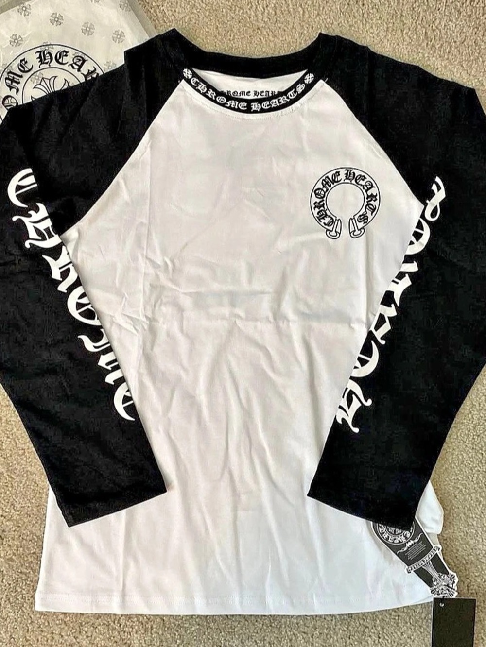 Chrome Hearts Horseshoe Logo Raglan Long Sleeve T-Shirt